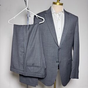 Awearness Kenneth Cole Suit Mens 44L 38W Grey Slim Fit Wool Blend Two Button